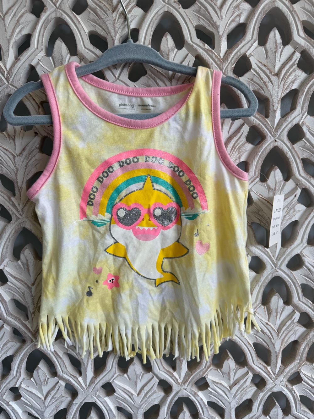 Pinkfong Baby Shark Girls Tie Dye Fringe Tank 3T NWT